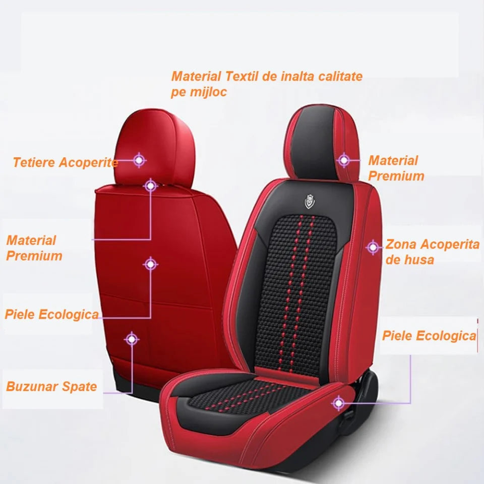 Huse auto Nissan Elite Negru + Rosu (Textil + Piele )