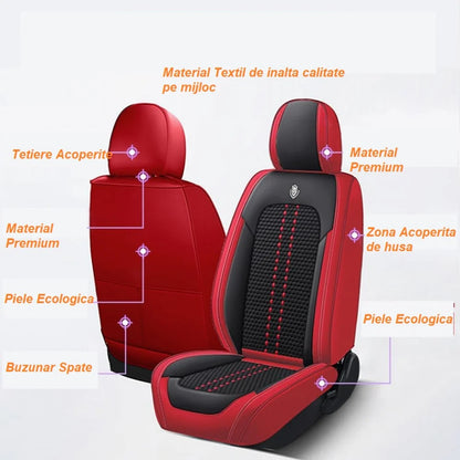 Huse auto SsangYong Elite Negru + Rosu (Textil + Piele )