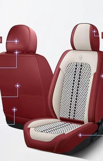 Huse auto SsangYong Elite Visiniu + Alb (Textil + Piele )