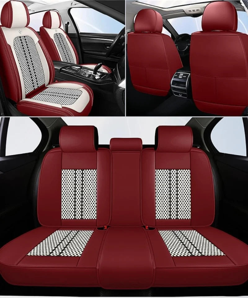 Huse auto SsangYong Elite Visiniu + Alb (Textil + Piele )